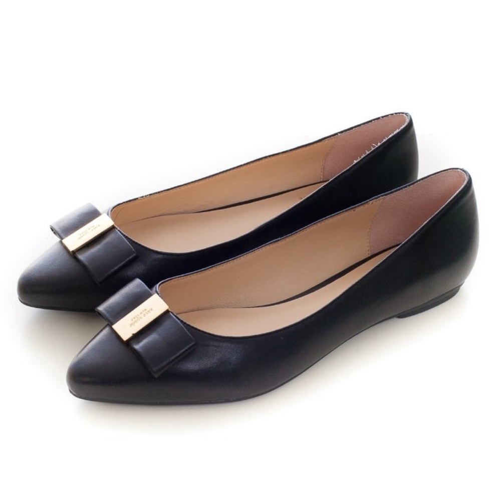 Kate Spade Norah Size 10 Leather Ballet Flats in Black